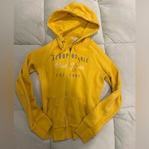 Aeropostale Yellow Hooded Zip Sweatshirt